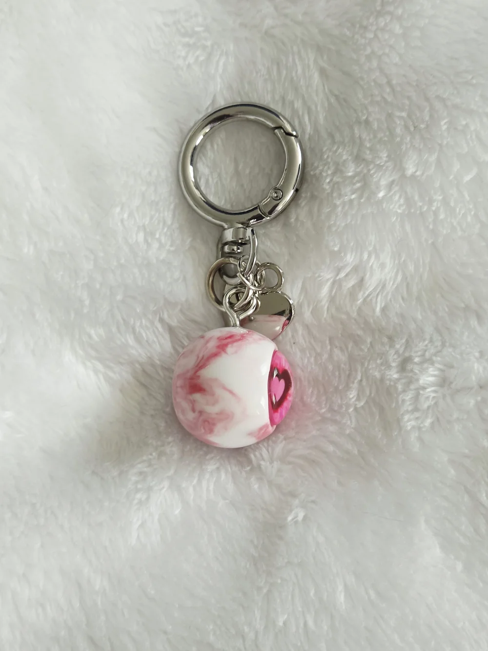 Pink Heart Eyeball Keychain Bag Charm
